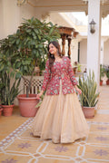 Nevara maroon cosmos weaving jacquard work lehenga choli