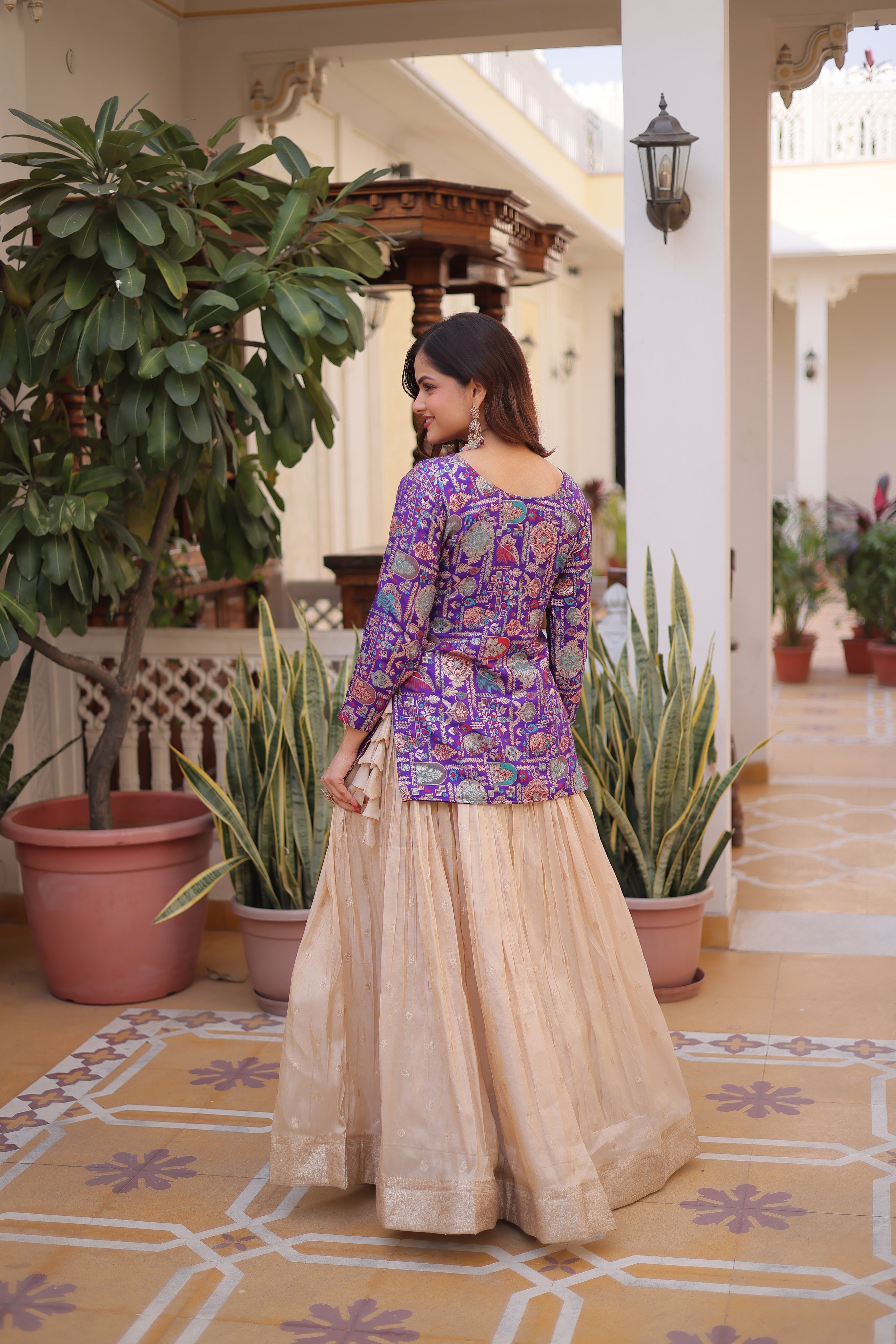Nevara Purple Color Cosmos WeavingJacquard Work Lehenga Choli