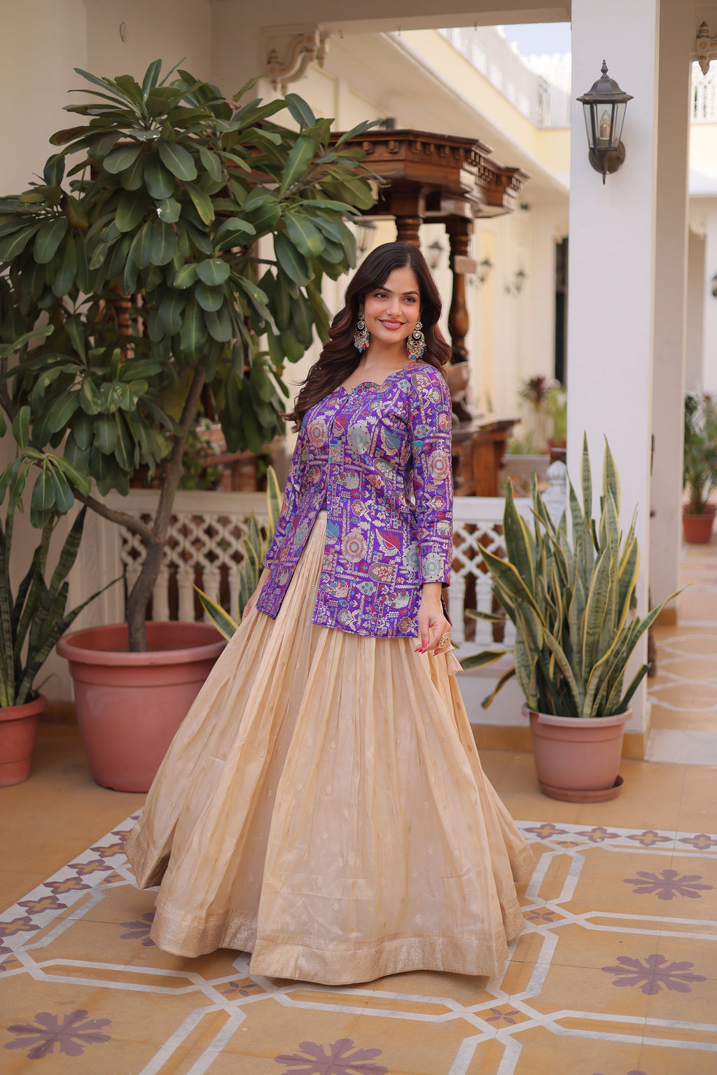 Nevara Purple Color Cosmos WeavingJacquard Work Lehenga Choli