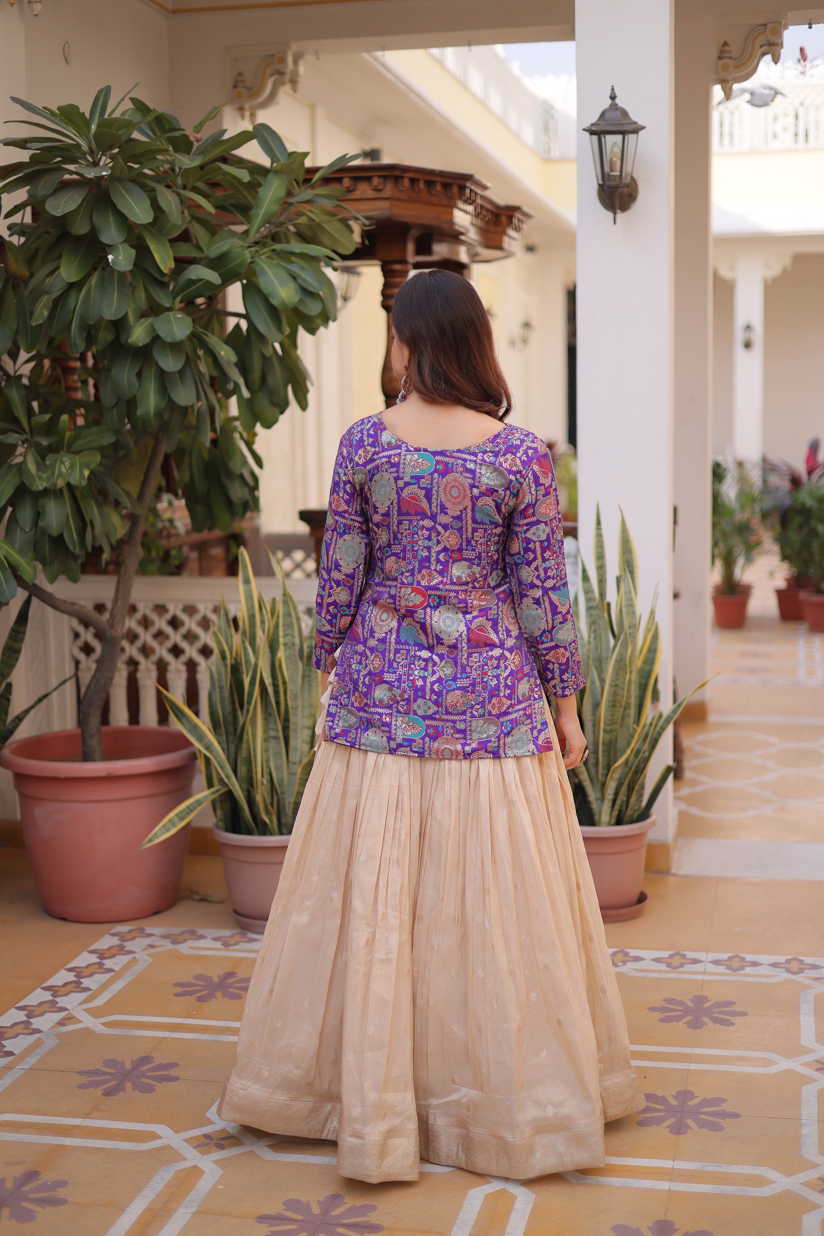 Nevara Purple Color Cosmos WeavingJacquard Work Lehenga Choli