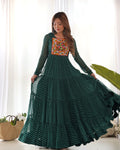 Manvitha green georgette leheriya printed Navratri gown