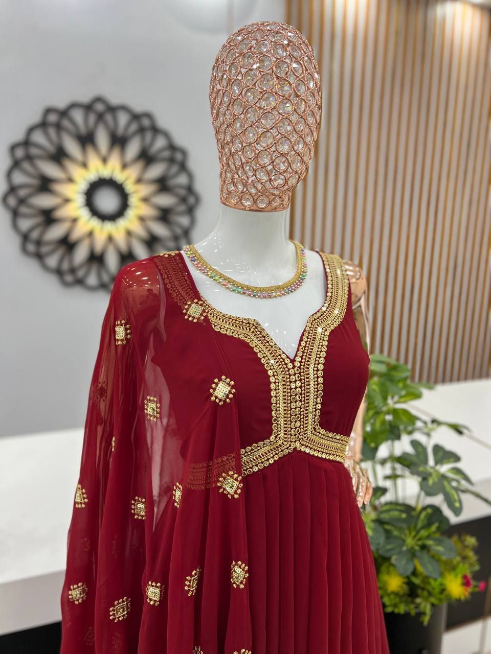 Shyamala maroon alia cut anarkali gown set