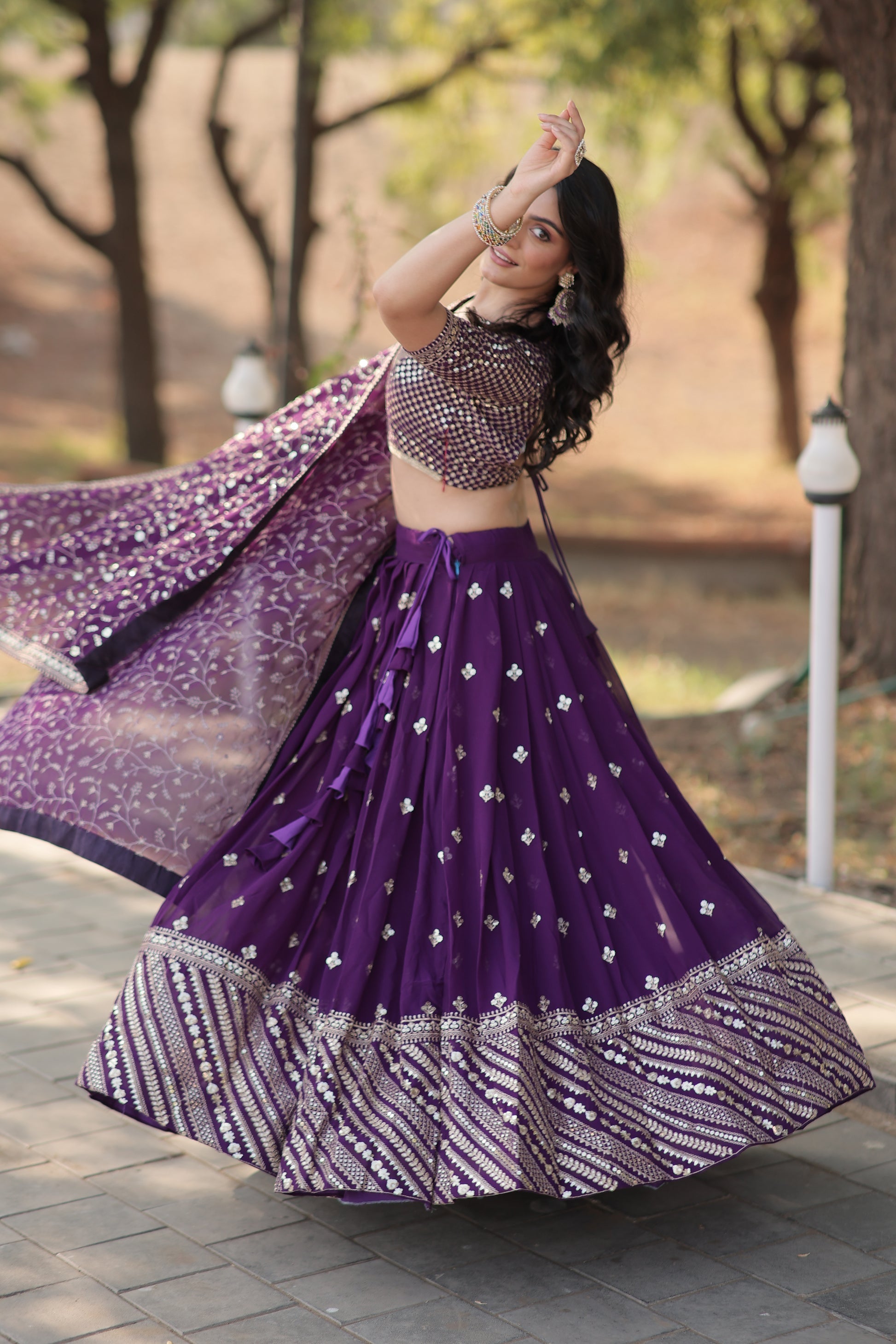 Purple embroidered Meher designer lehenga choli