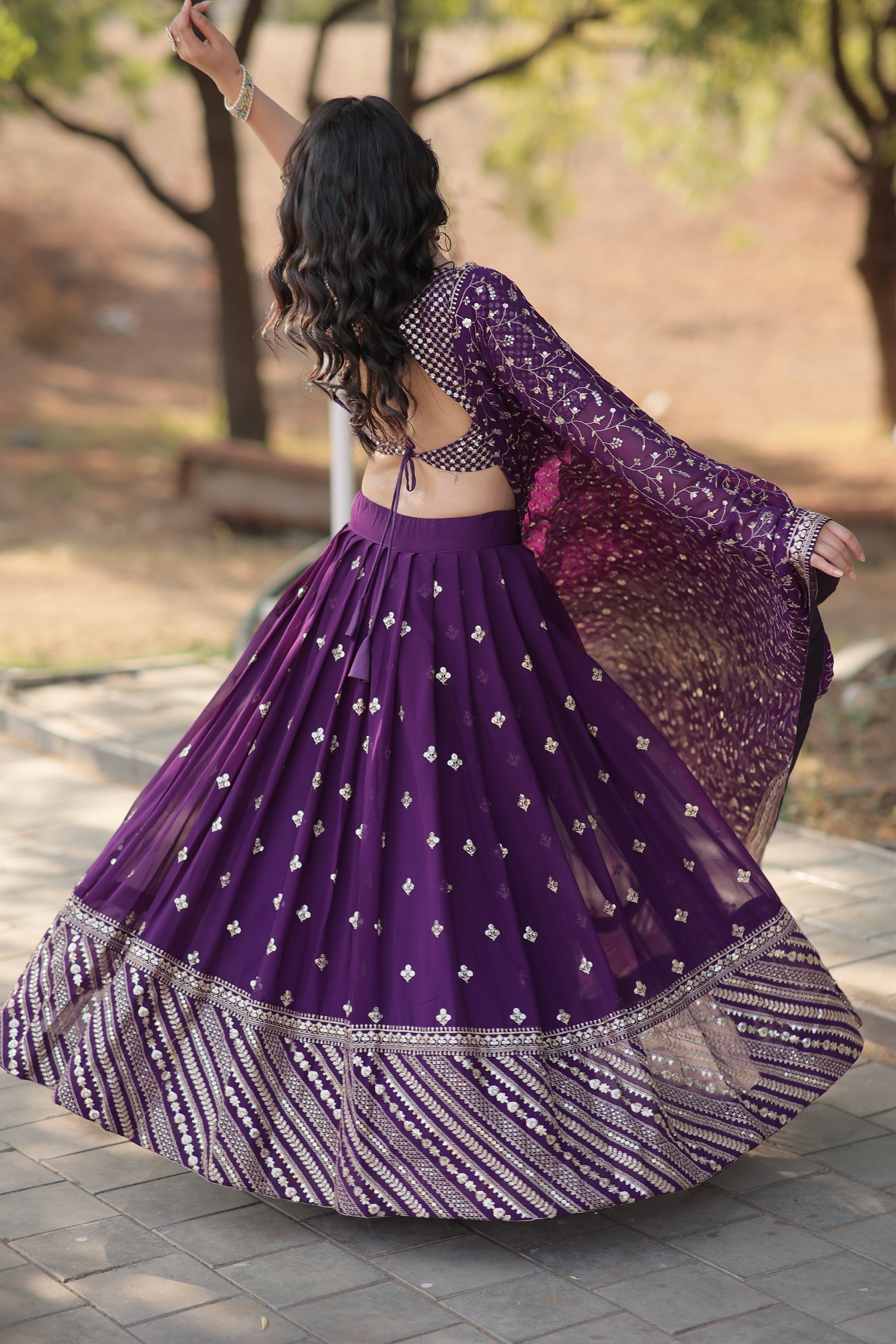 Purple embroidered Meher designer lehenga choli