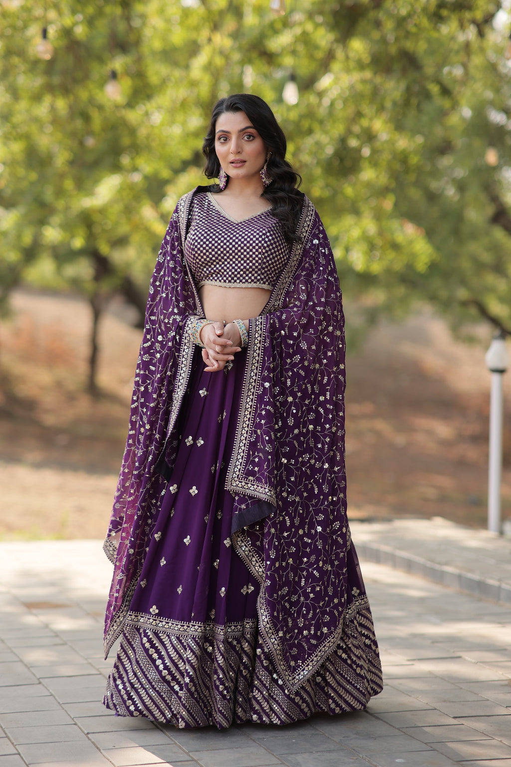 Purple embroidered Meher designer lehenga choli