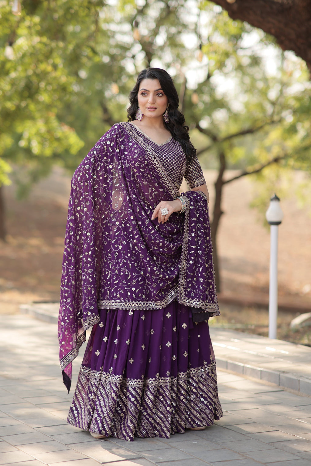 Purple embroidered Meher designer lehenga choli