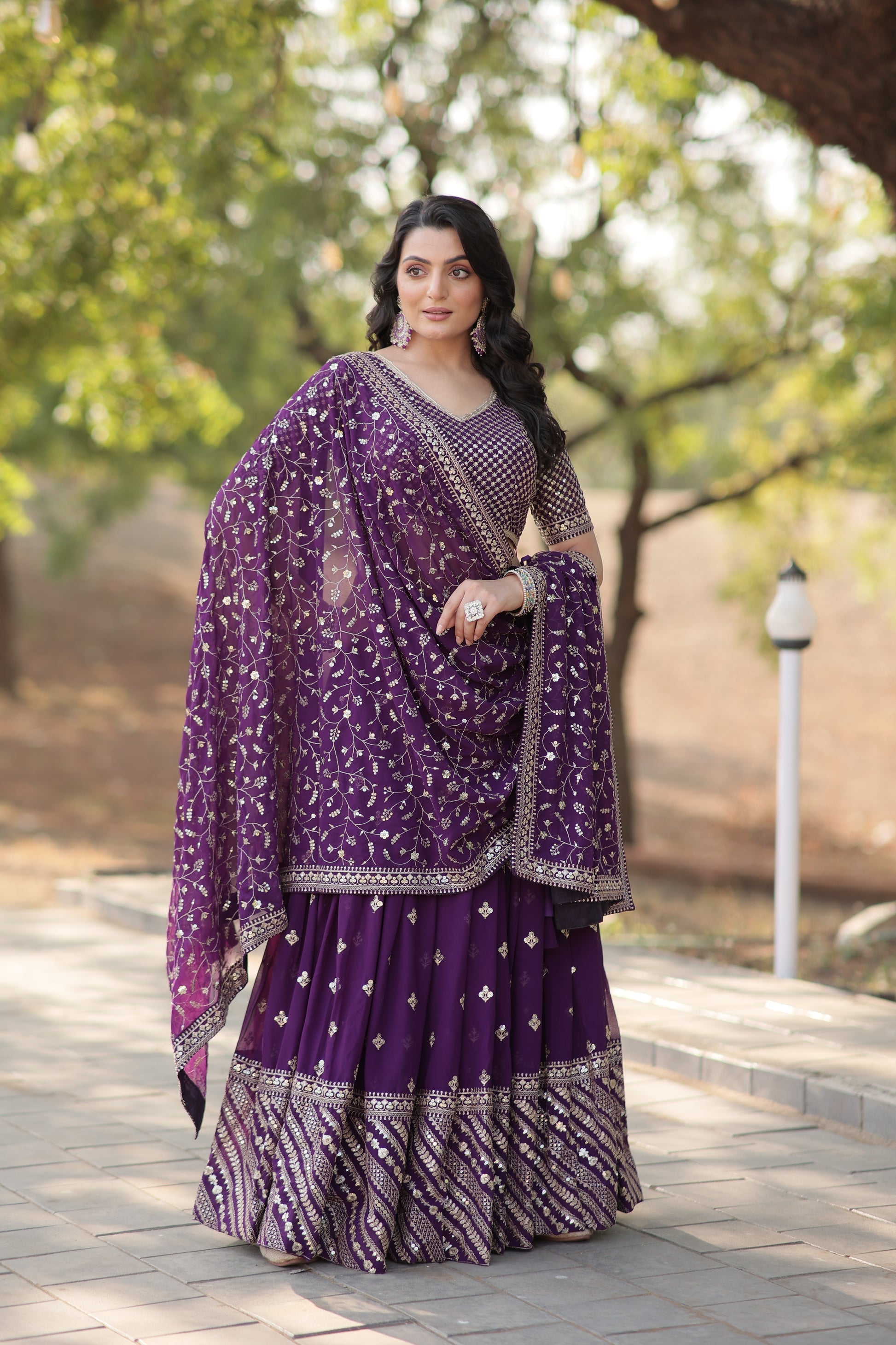 Purple embroidered Meher designer lehenga choli