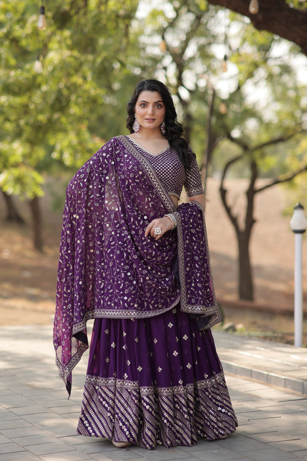 Purple embroidered Meher designer lehenga choli