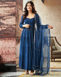 Blue georgette flared Mihika designer Anarkali suit