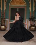 Black rayon Gamthi embroidered Miraan Navratri gown
