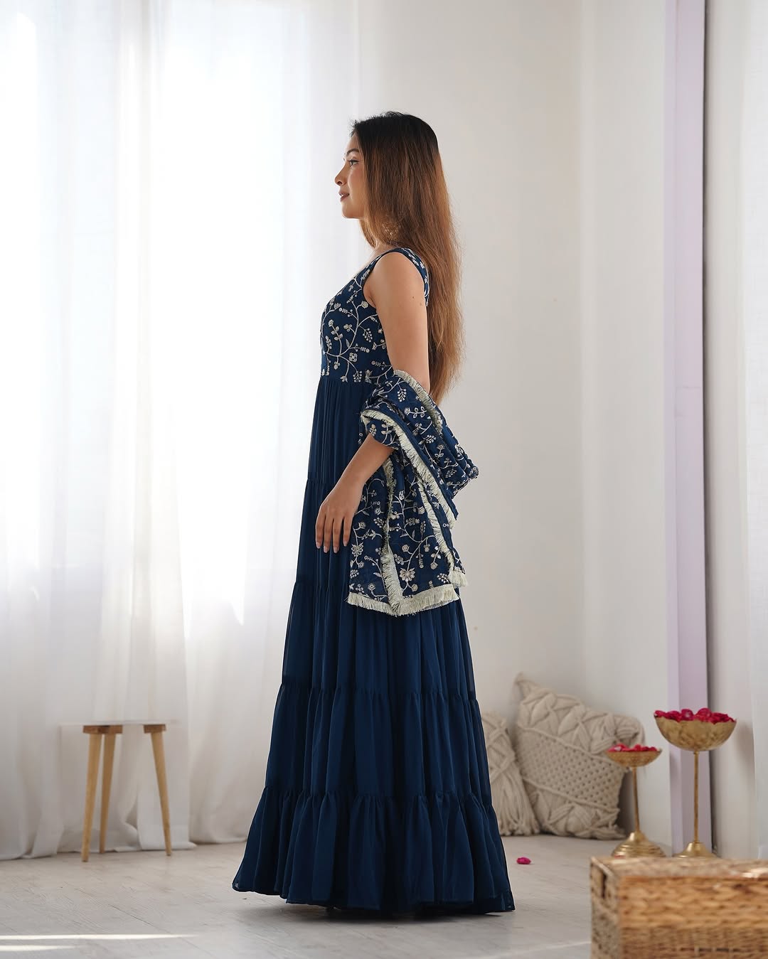 Misha rama soft fox georgette anarkali suit set with huge flair