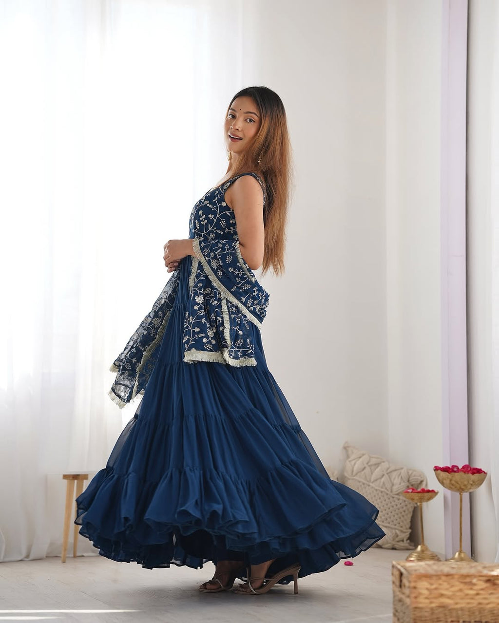 Misha rama soft fox georgette anarkali suit set with huge flair