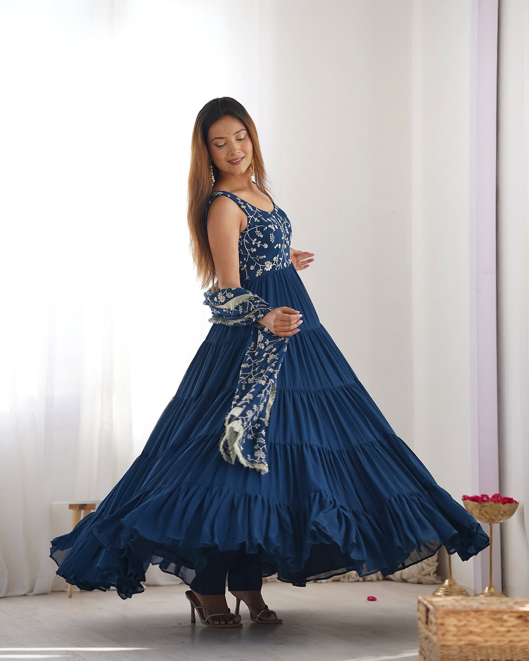 Misha rama soft fox georgette anarkali suit set with huge flair