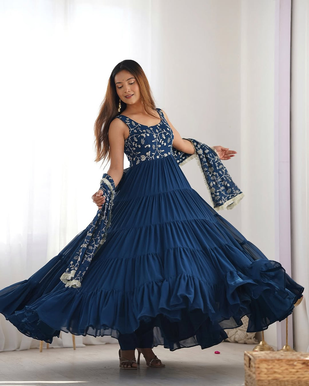 Misha rama soft fox georgette anarkali suit set with huge flair