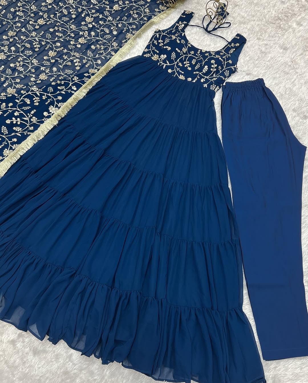 Misha rama soft fox georgette anarkali suit set with huge flair