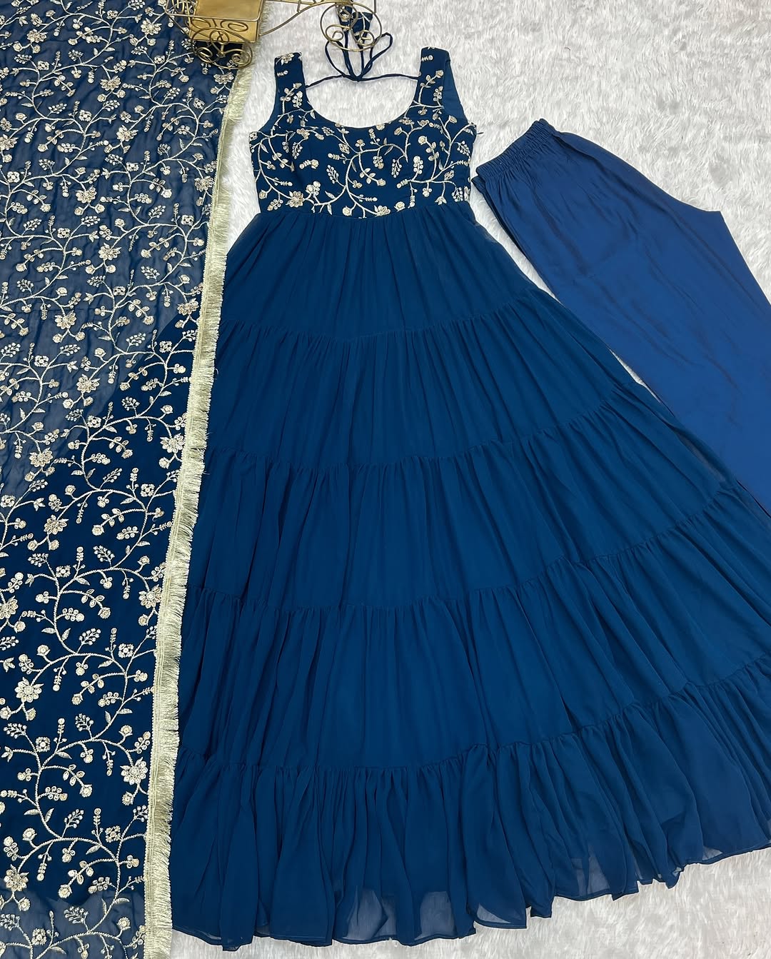 Misha rama soft fox georgette anarkali suit set with huge flair
