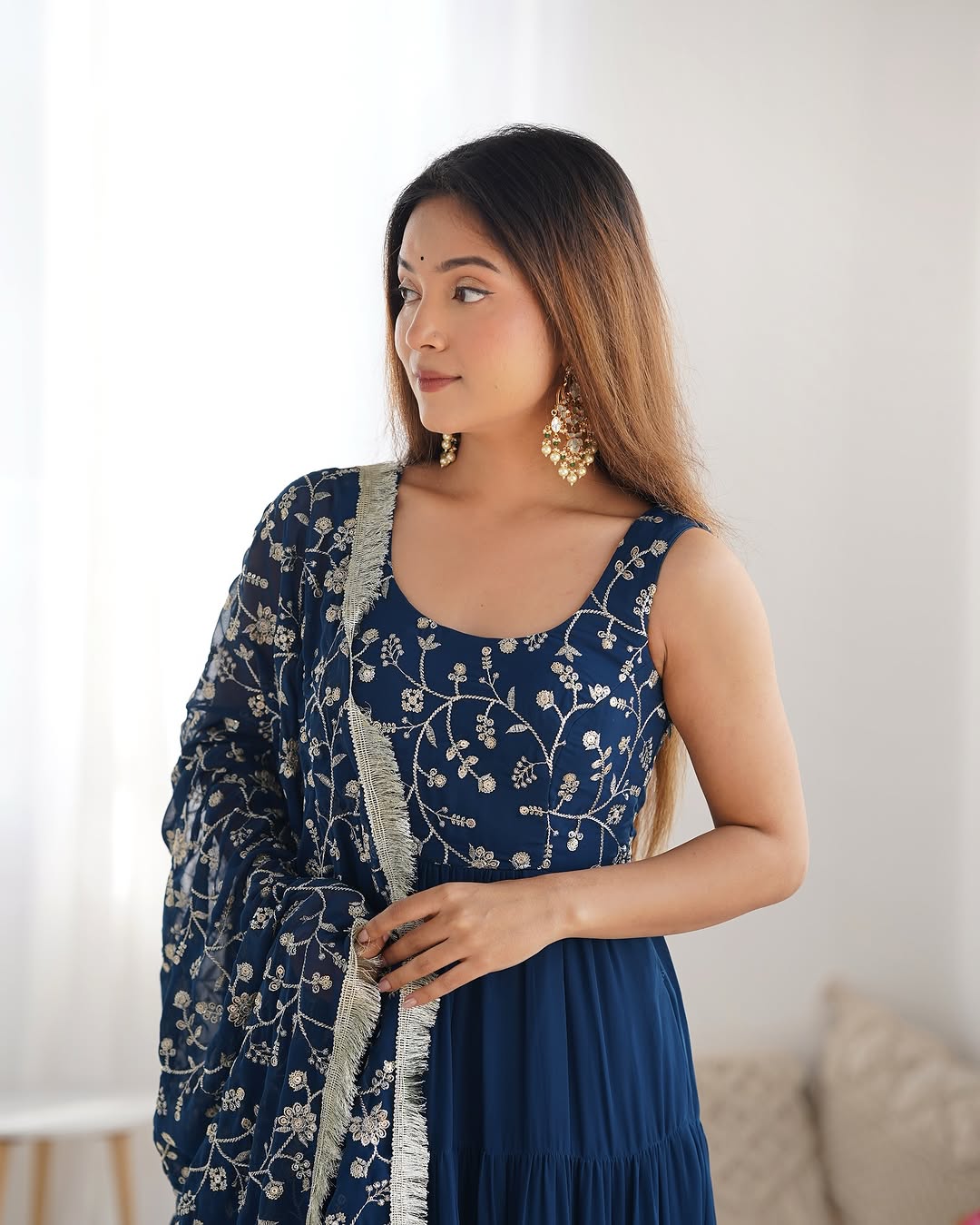 Misha rama soft fox georgette anarkali suit set with huge flair