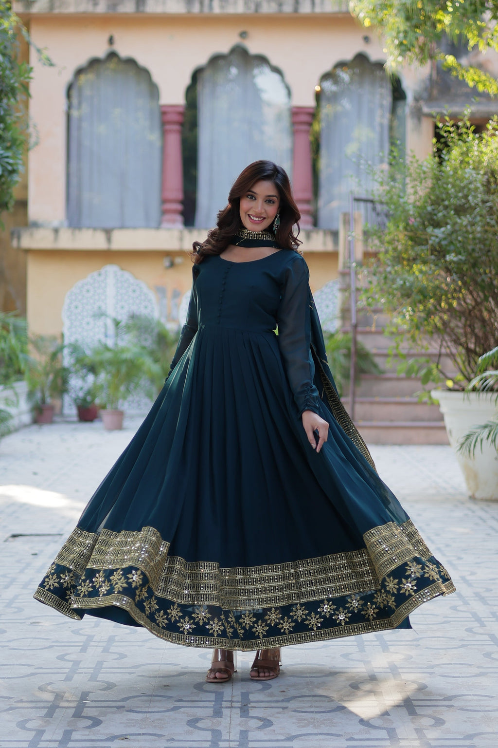 Rama georgette embroidered Mokshita designer Anarkali suit