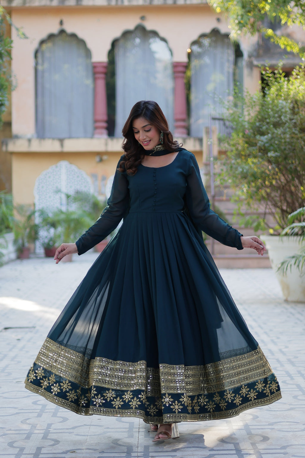 Rama georgette embroidered Mokshita designer Anarkali suit