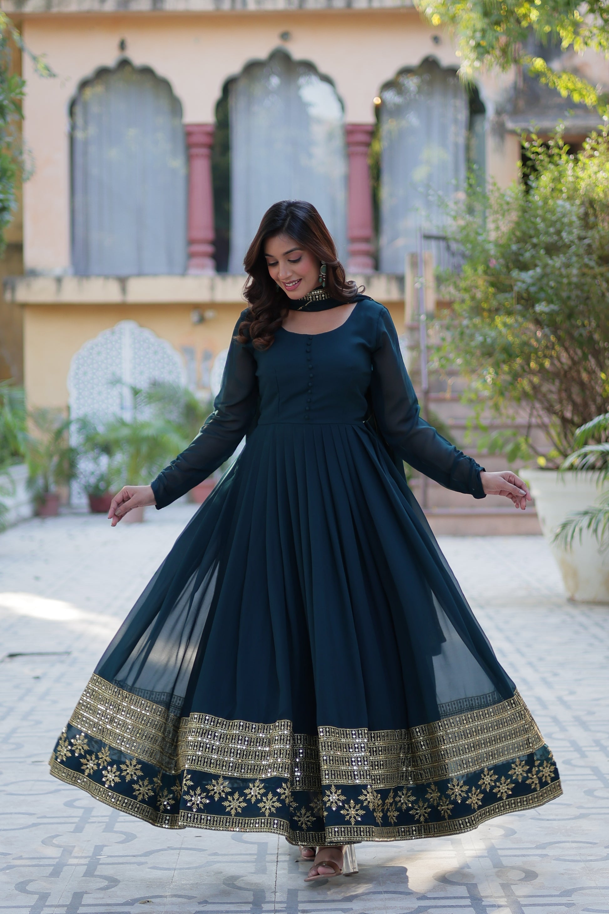 Rama georgette embroidered Mokshita designer Anarkali suit