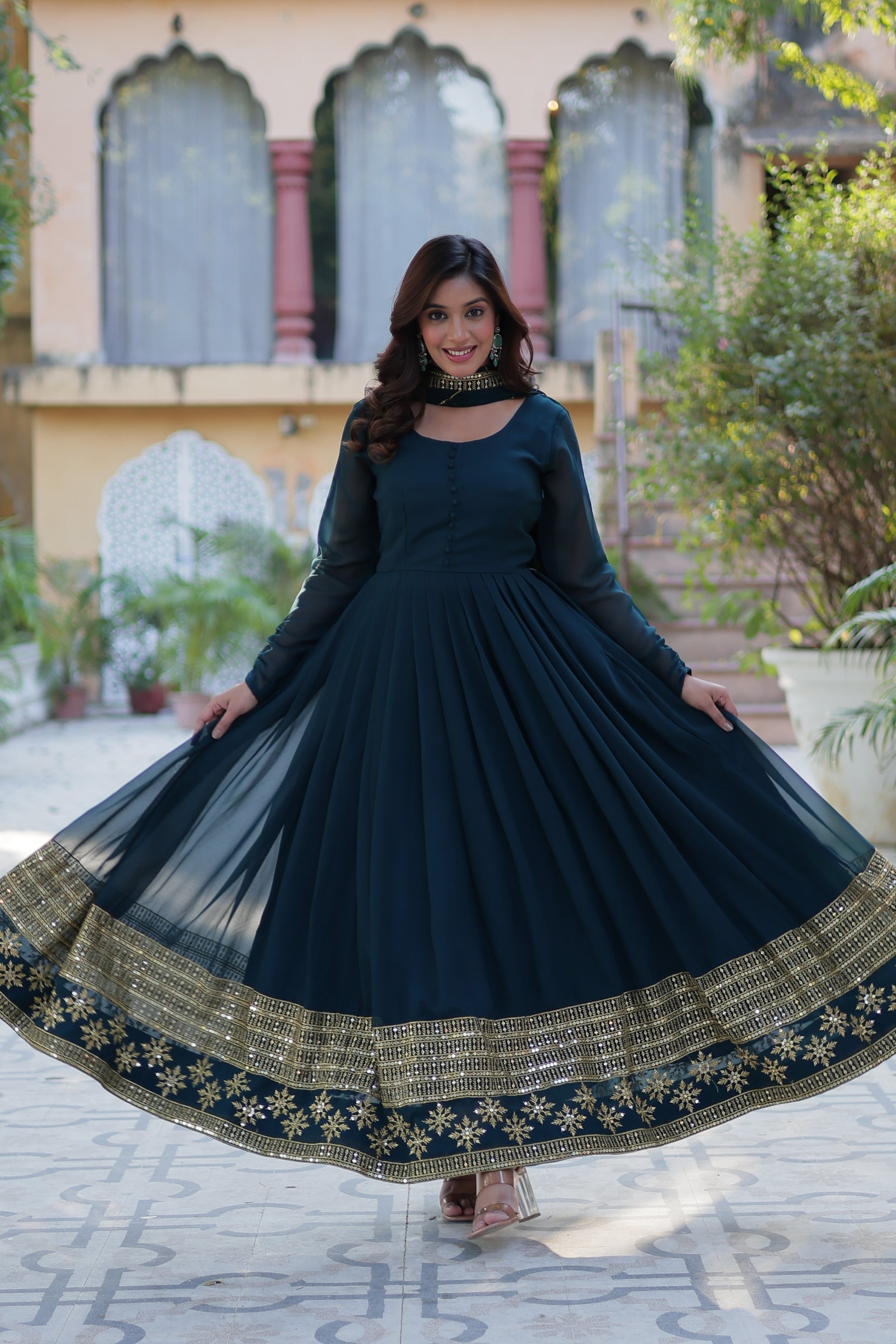 Rama georgette embroidered Mokshita designer Anarkali suit