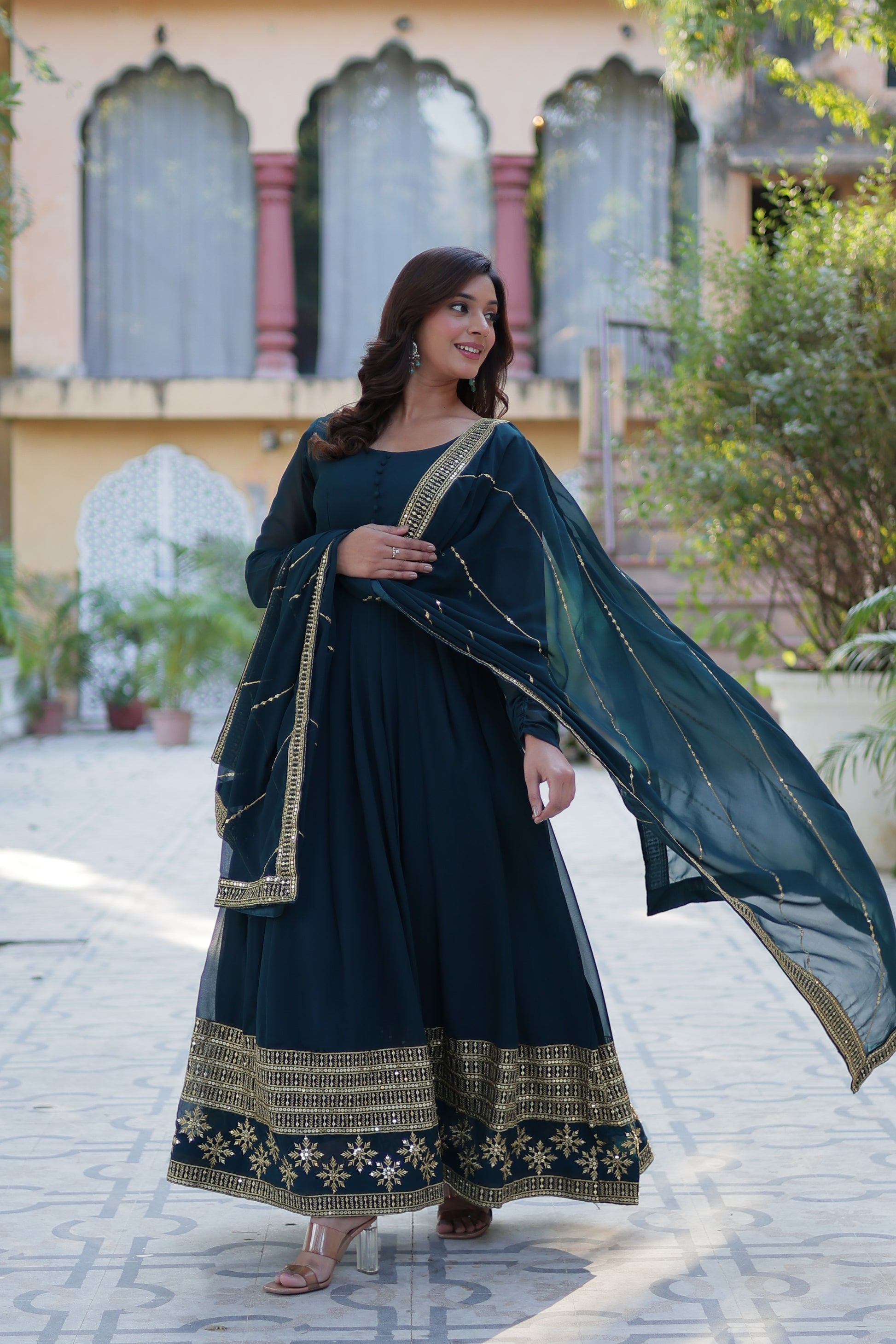 Rama georgette embroidered Mokshita designer Anarkali suit
