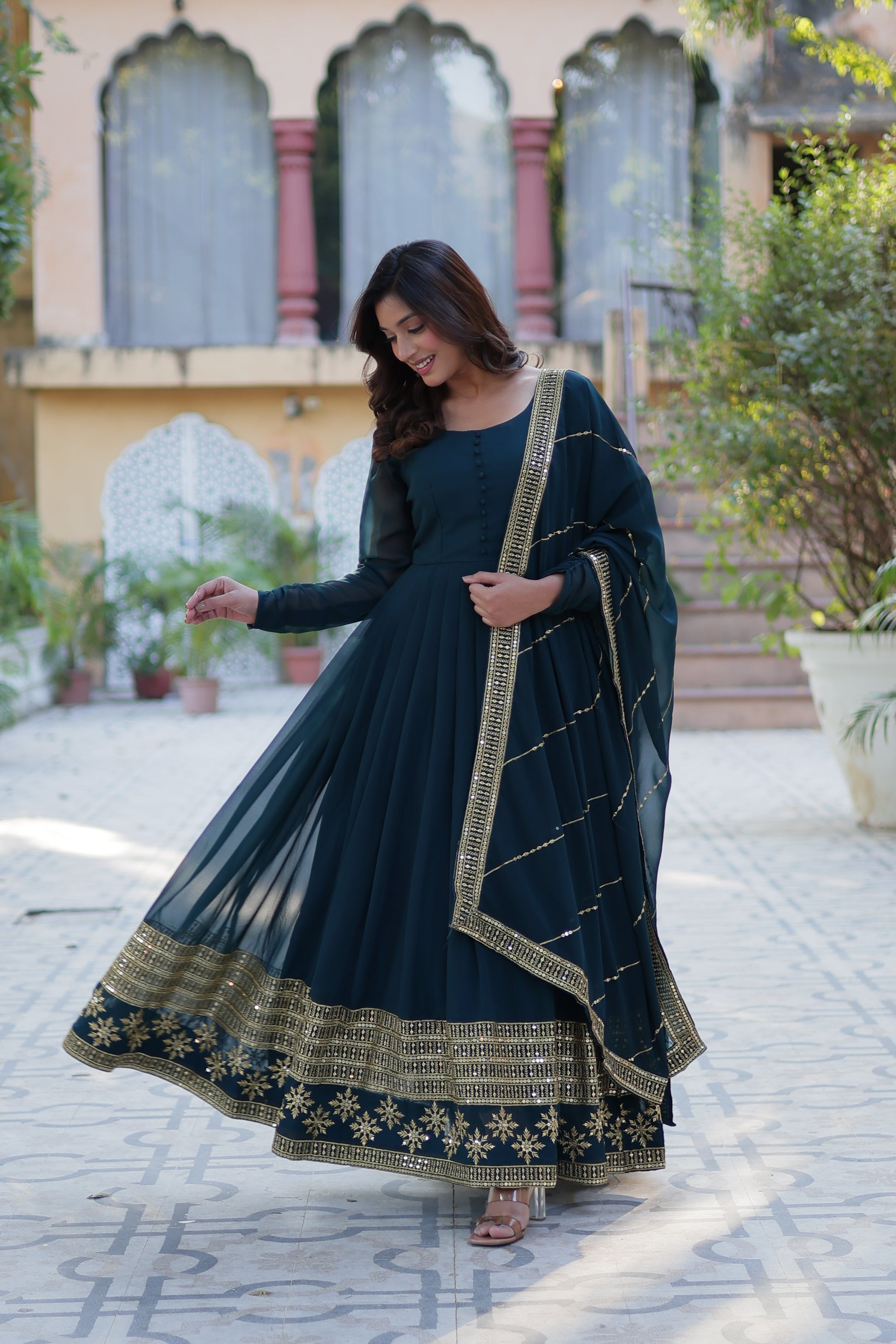Rama georgette embroidered Mokshita designer Anarkali suit