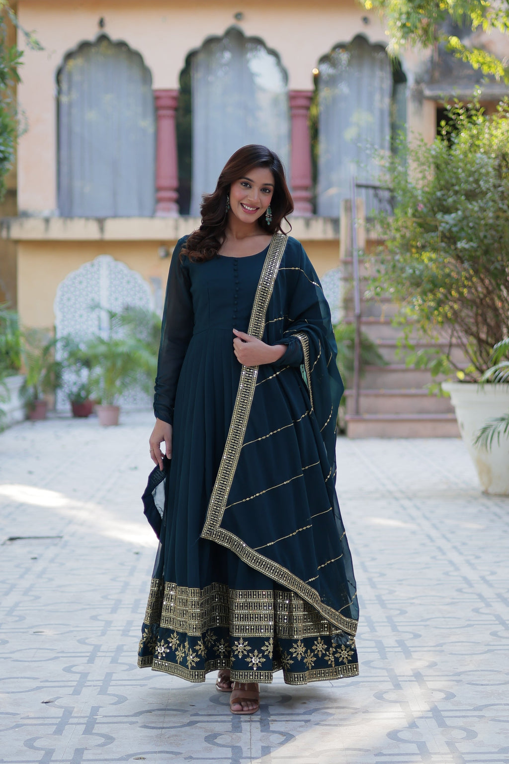 Rama georgette embroidered Mokshita designer Anarkali suit