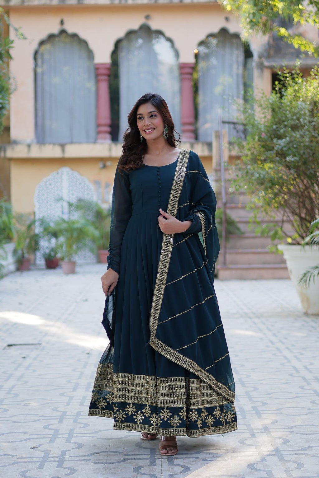 Rama georgette embroidered Mokshita designer Anarkali suit