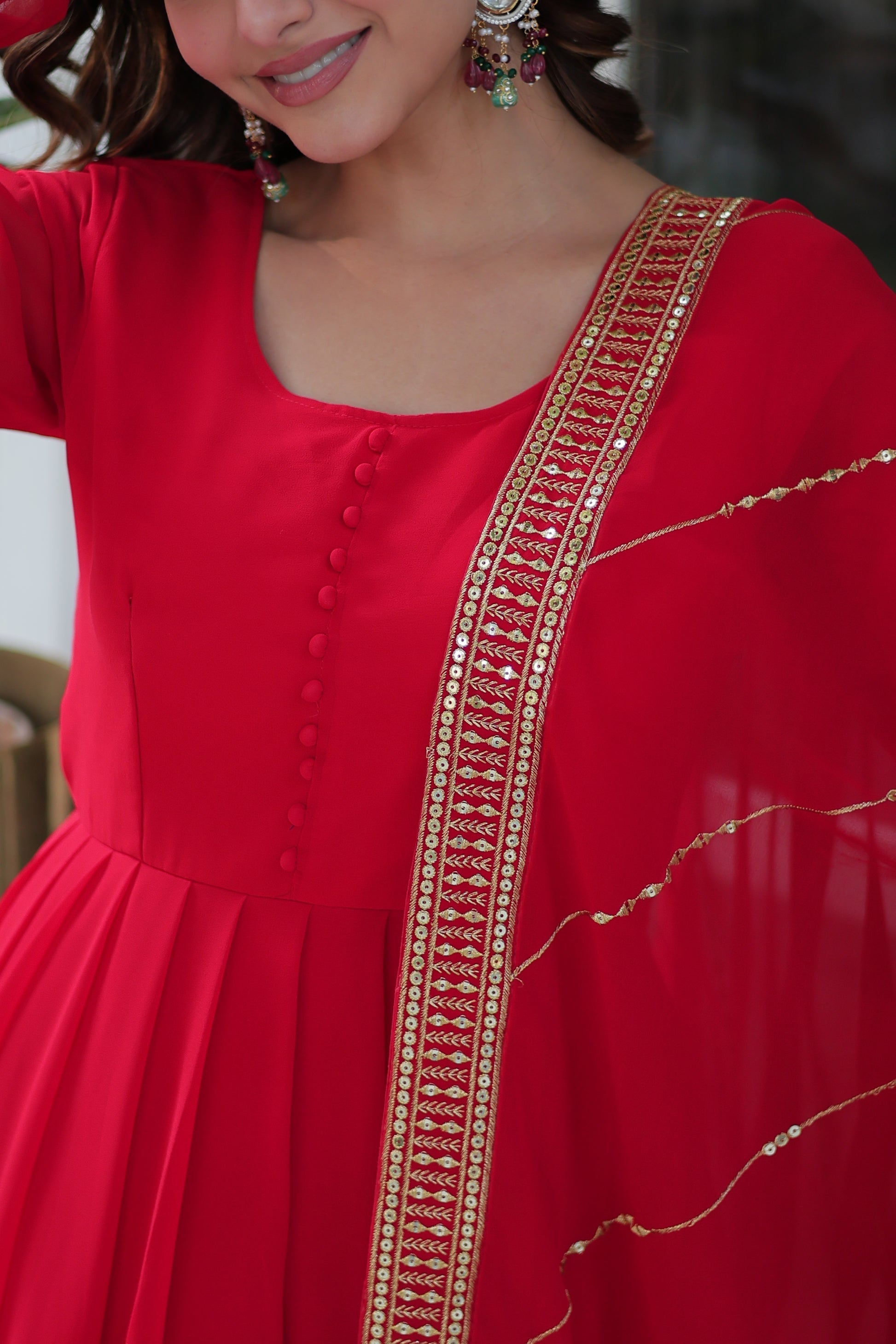 Red georgette embroidered Mokshita designer Anarkali suit