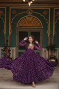 Purple bandhani georgette Naisha designer Anarkali gown
