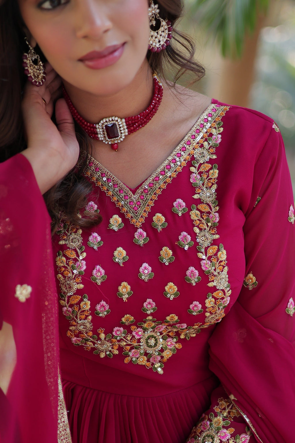 Nandita pink sequins embroidered anarkali gown set