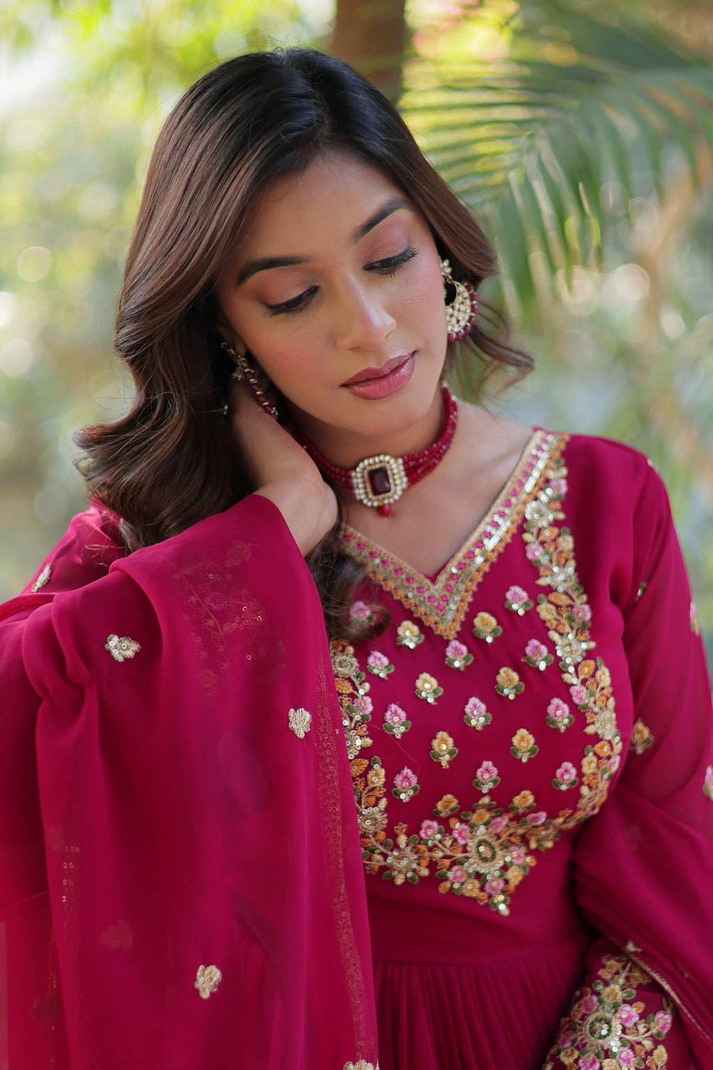 Nandita pink sequins embroidered anarkali gown set