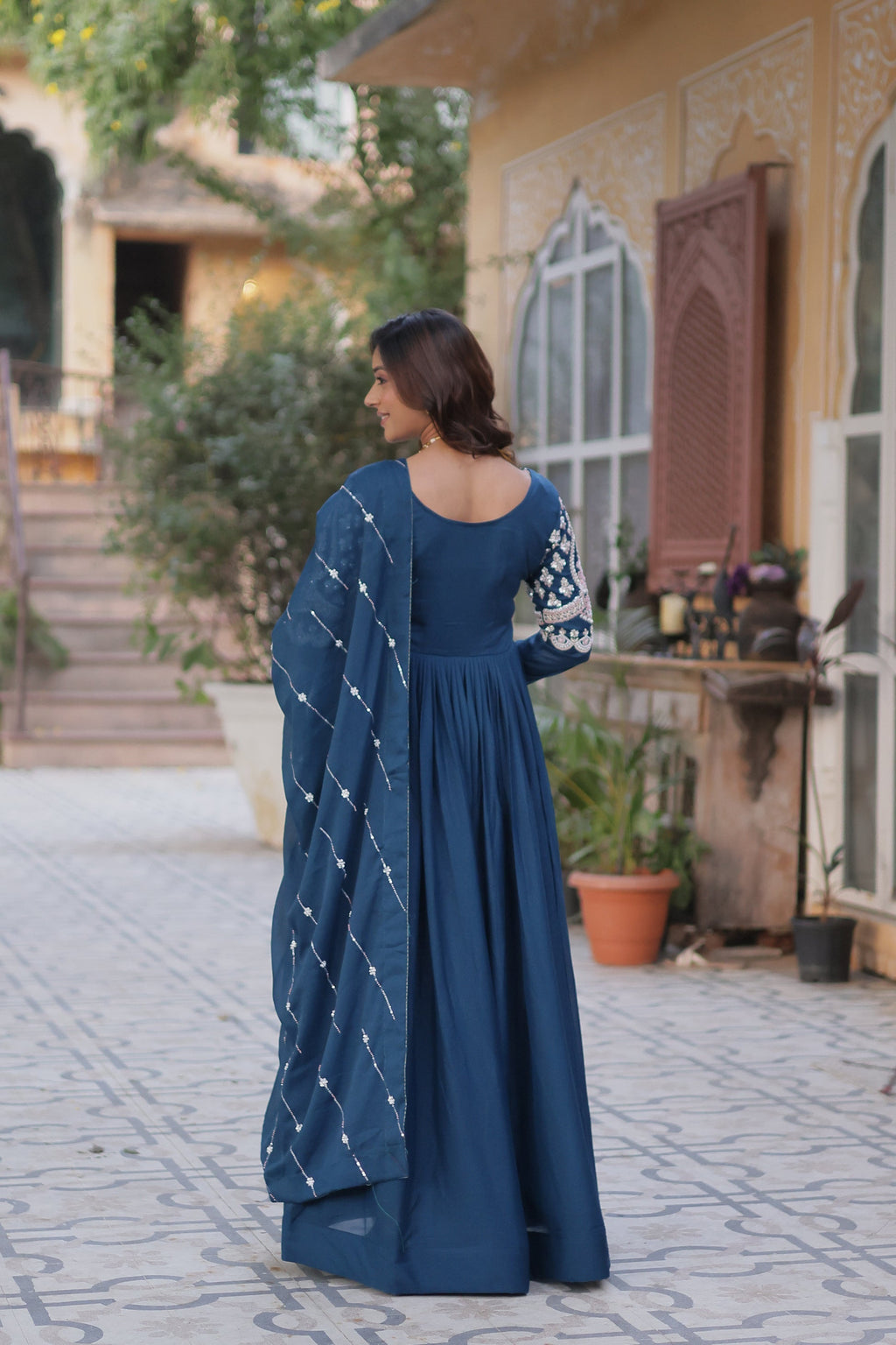 Neera rama embroidered Alia cut anarkali gown set