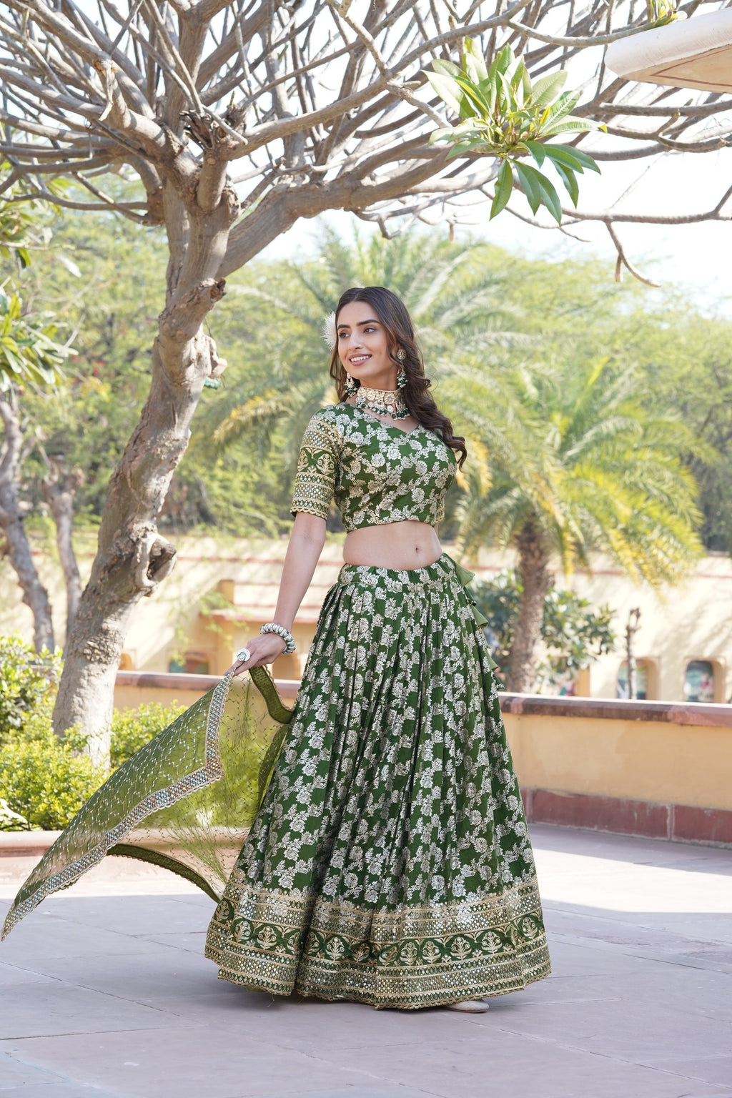 Nirmala green viscose designer lehenga set