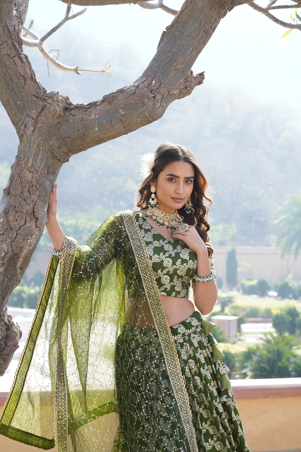 Nirmala green viscose designer lehenga set