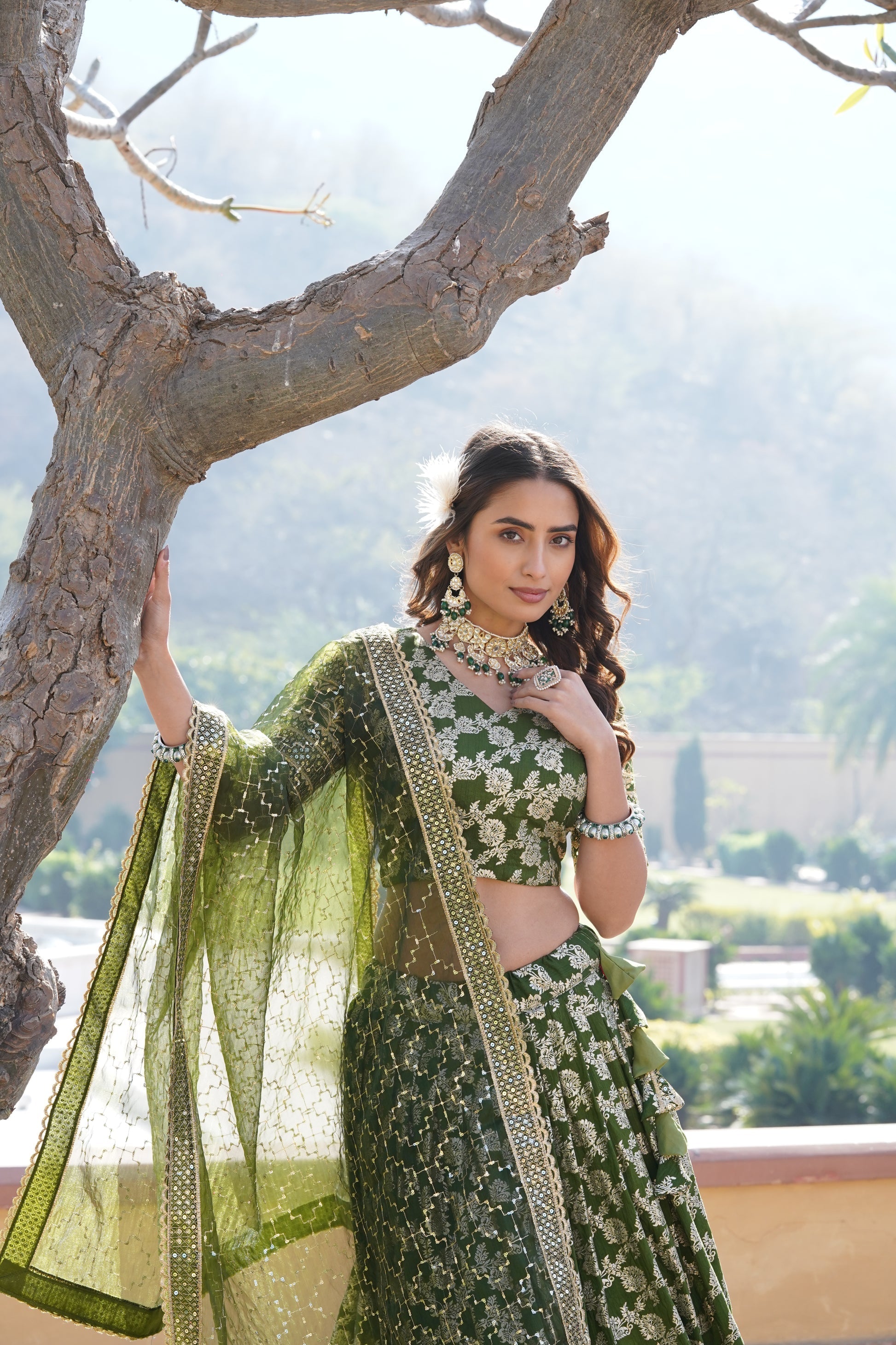 Nirmala green viscose designer lehenga set