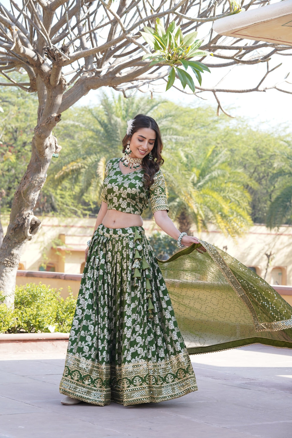 Nirmala green viscose designer lehenga set