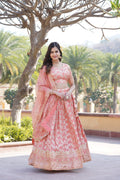 Nirmala peach viscose designer lehenga set