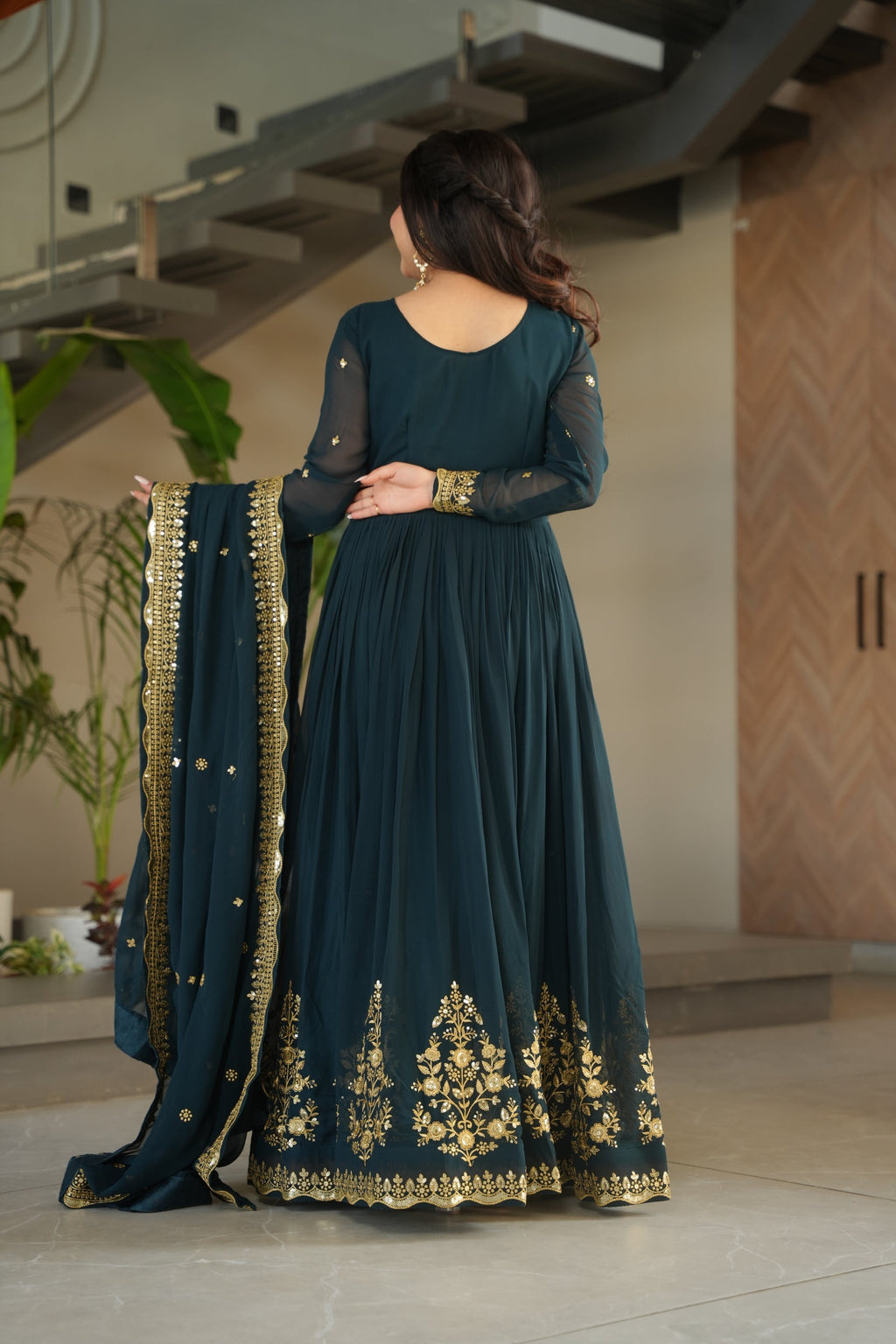 Nityashree Rama Embroidered Anarkali Gown Set