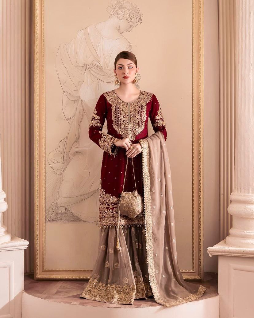 Niyati festive wear embroidered kurti sharara set