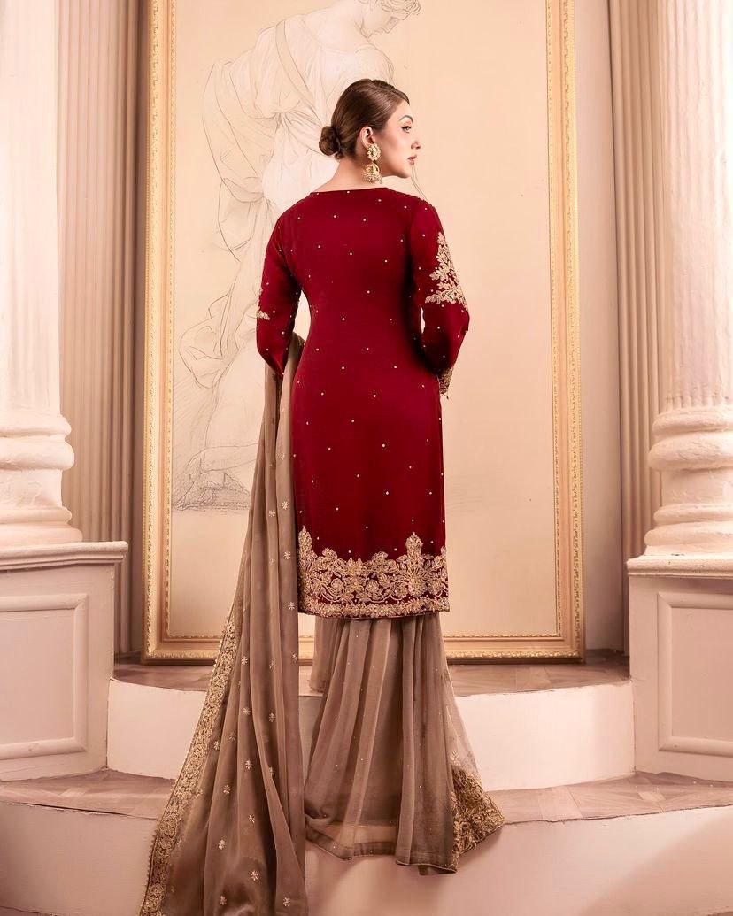 Niyati festive wear embroidered kurti sharara set