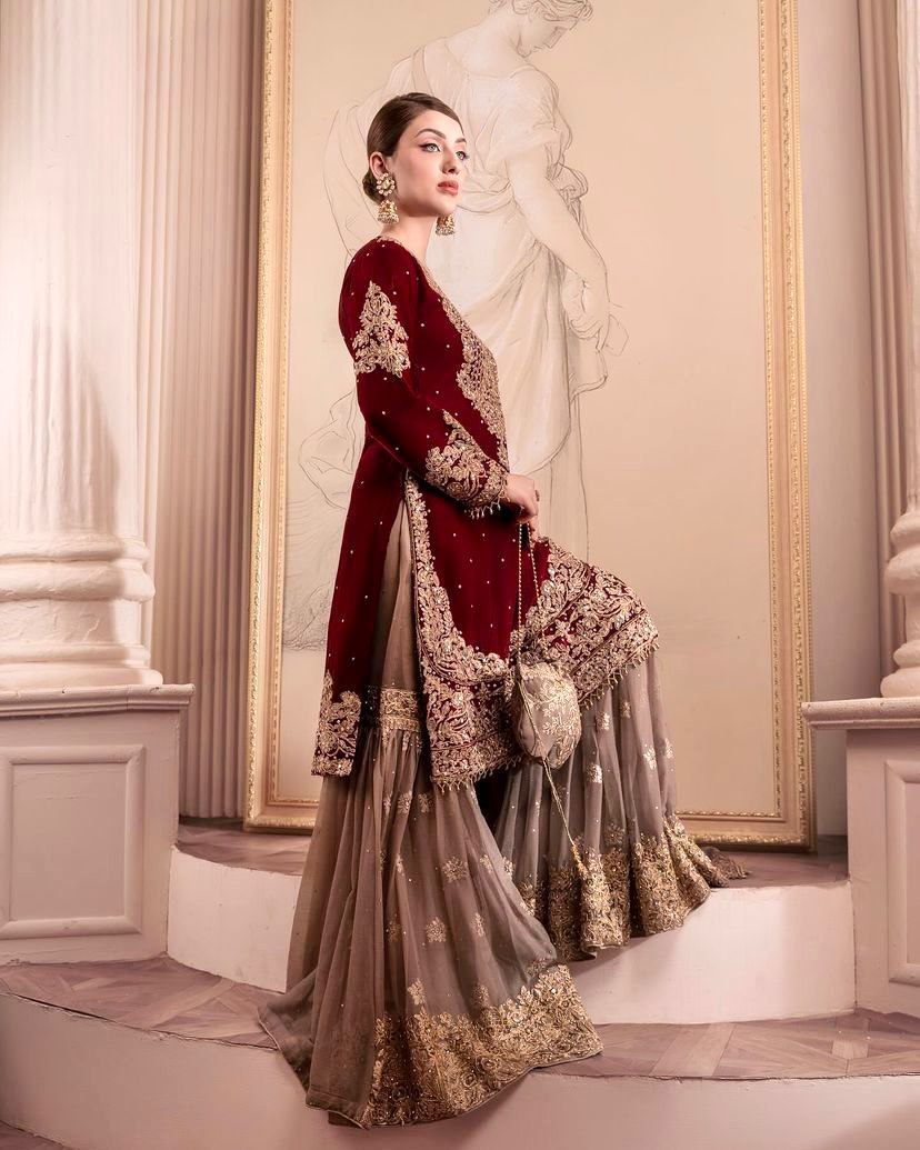 Niyati festive wear embroidered kurti sharara set