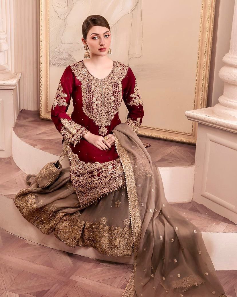 Niyati festive wear embroidered kurti sharara set