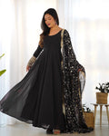 Opulent georgette sequin jari black kurti set