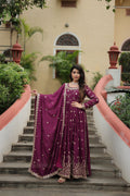 Wine georgette embroidered Paridhi designer sharara suit