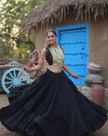 Black rayon embroidered Parnika Navratri lehenga choli set