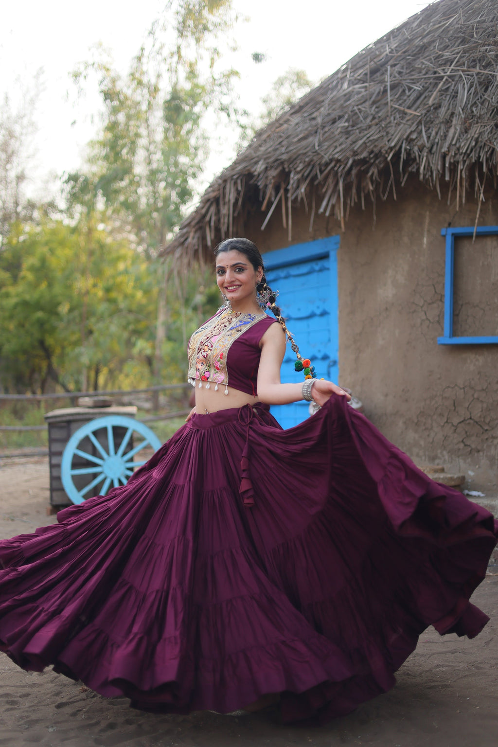 Parnika purple rayon embroidered Navratri lehenga choli