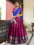 Pink cotton silk paithani weaving work lehenga choli with dupatta