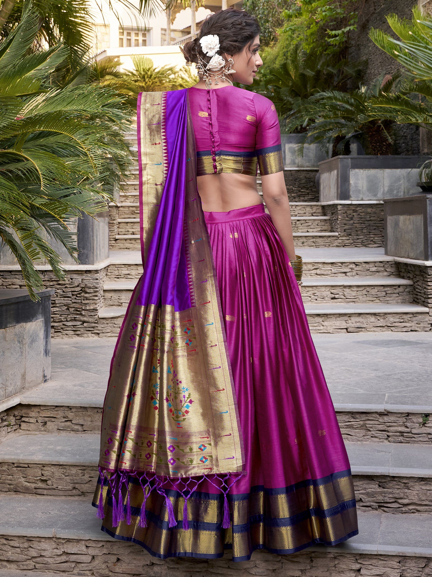 Sayli Pink Paithani Jacquard Silk Lehenga Choli with Zari Weaving Work